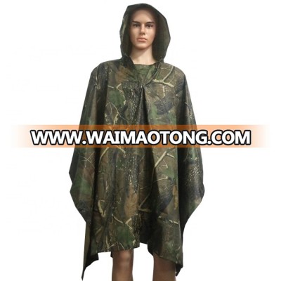 High quality woodland camouflage rain poncho