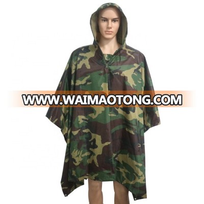 Hunting PVC coated Military camo rain poncho